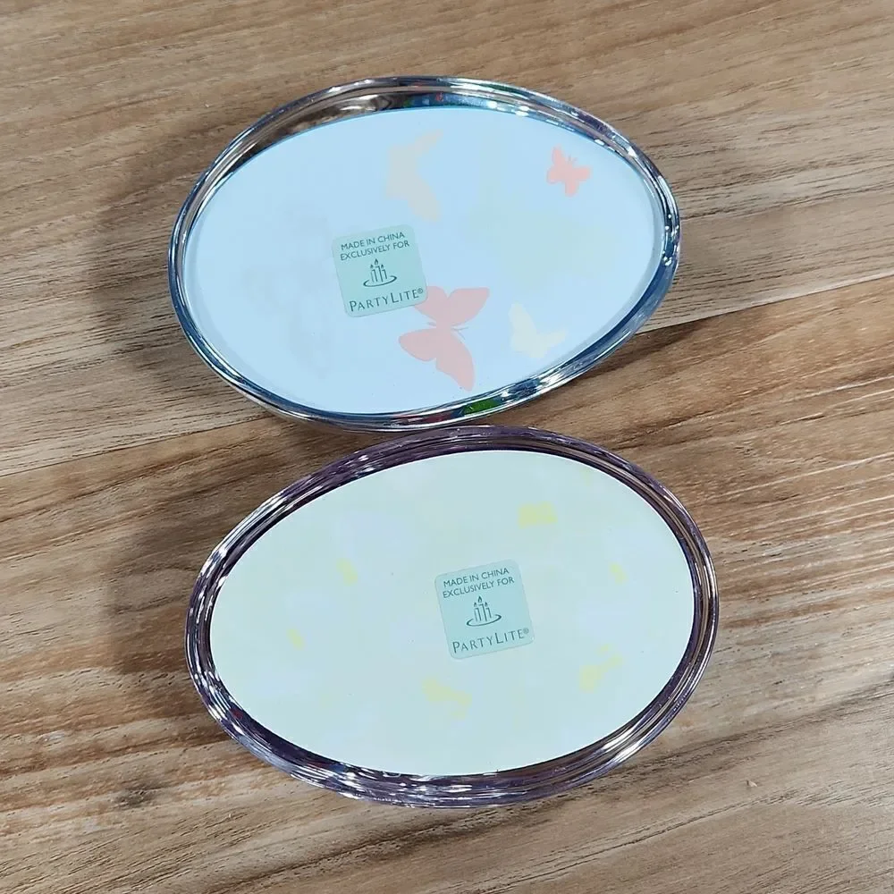 🩵NIB Partylite Purple & Blue Spring Glass Egg Tealight Pair - Picture 4 of 5